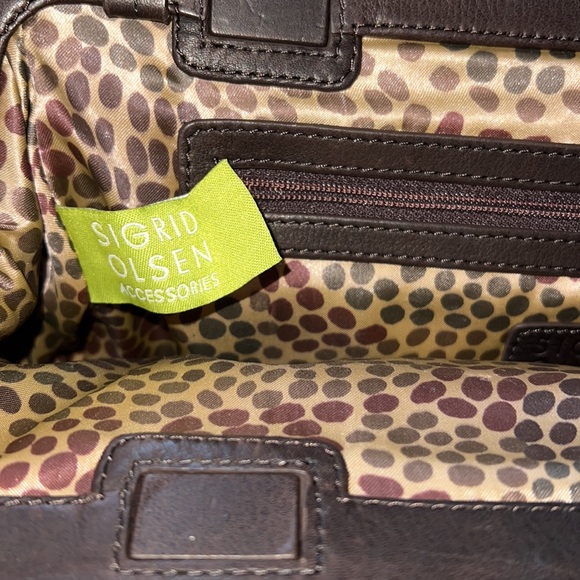 SIGRID OLSEN LEATHER brown clutch with shoulder strap - Picture 8 of 13